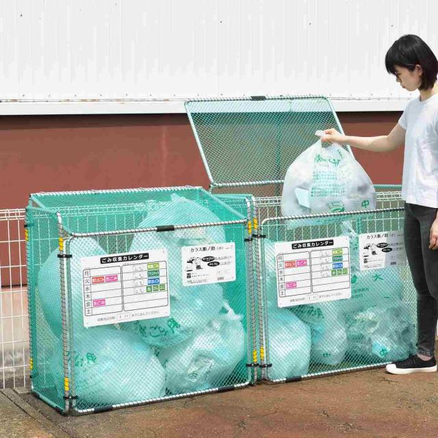 ゴミ収集 ゴミステーション 560L 折りたたみ 幅90×奥行81×高さ90cm カラス断ノ助 大 （ ゴミ カラスよけ 収集ボックス ネット ボックス カレンダー付き からす カラス よけ カラスよけネット ゴミネット 折り畳み コンパクト ）_15