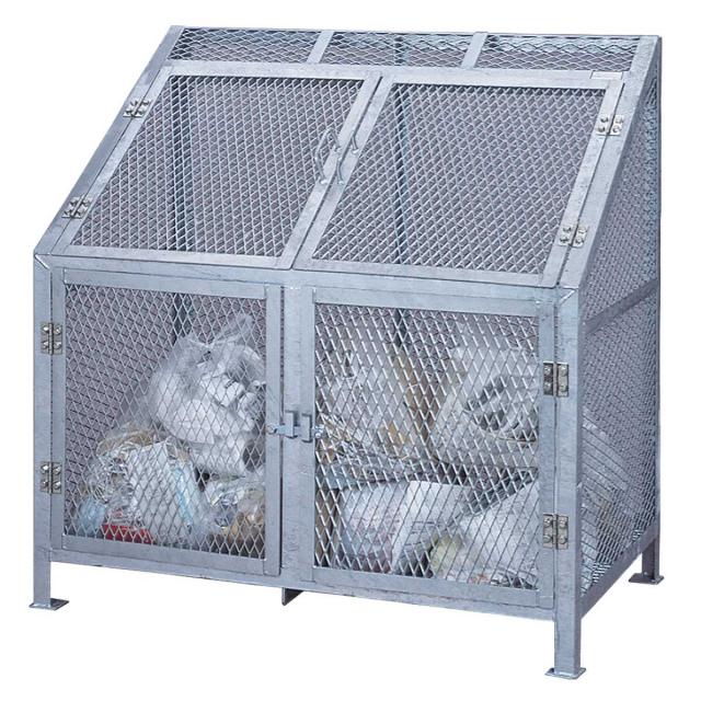 業務用ゴミ箱 600L ダストBOX 幅120cm （ 法人限定 屋外用 ゴミ箱 扉 ゴミ 13袋分 収集ボックス 屋外ストッカー 収納庫 ゴミ置き場 ゴミ捨て 600リットル 大容量 中身が見える ダストボックス ごみ箱 日本製 ハンドル付き ）