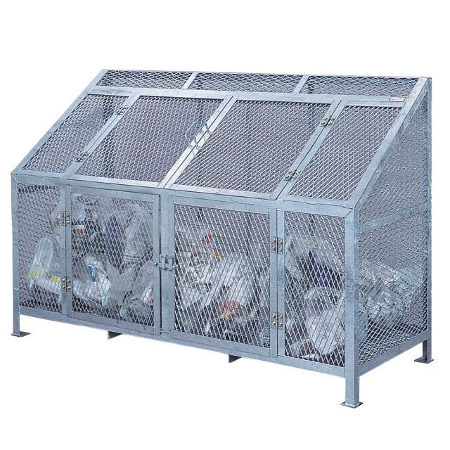 業務用ゴミ箱 900L ダストBOX 幅180cm （ 法人限定 屋外用 ゴミ箱 扉 ゴミ 20袋分 収集ボックス 屋外ストッカー 収納庫 ゴミ置き場 ゴミ捨て 900リットル 大容量 中身が見える ダストボックス ごみ箱 日本製 ハンドル付き ）
