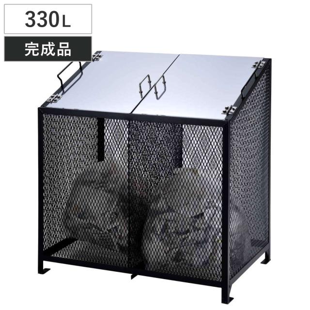業務用ゴミ箱 330L ダストBOX-S ブラック （ 法人限定 幅90cm 屋外用 ゴミ箱 扉 ゴミ 7袋分 収集ボックス 屋外ストッカー 収納庫 ゴミ置き場 ゴミ捨て 330リットル 大容量 中身が見える ダストボックス ごみ箱 日本製 黒 おしゃれ ）