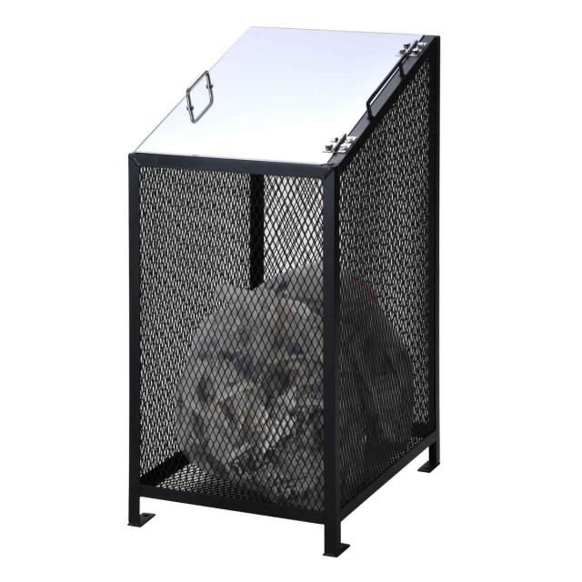 業務用ゴミ箱 170L ダストBOX-S スリムブラック （ 法人限定 幅50cm 屋外用 ゴミ箱 扉 ゴミ 3袋分 収集ボックス 屋外ストッカー 収納庫 ゴミ置き場 ゴミ捨て 170リットル 中身が見える ダストボックス ごみ箱 日本製 黒 おしゃれ ）