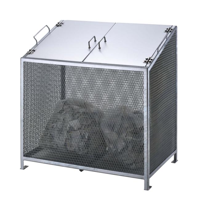業務用ゴミ箱 330L ダストBOX-S 中仕切無し （ 法人限定 幅90cm 屋外用 ゴミ箱 扉 ゴミ 7袋分 収集ボックス 屋外ストッカー 収納庫 ゴミ置き場 ゴミ捨て 330リットル 大容量 中身が見える ダストボックス ごみ箱 日本製 ）