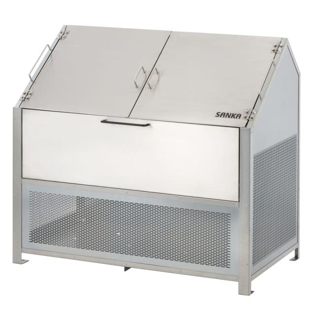 業務用ゴミ箱 600L クリーンステーションDX 1200 （ 法人限定 屋外用 ゴミ箱 蓋付き ゴミ 13袋分 収集ボックス 屋外ストッカー 収納庫 ゴミ置き場 ゴミ捨て 600リットル 大容量 ふた付き ダストボックス ごみ箱 日本製 ハンドル付き ）