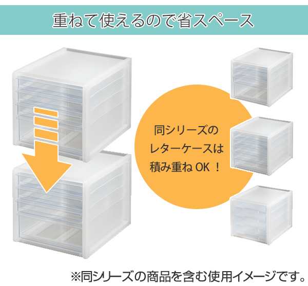 レターケース A4 浅3深1段 半透明 squ＋ ナチュラ ソーフィス （ 収納 ファイルケース プラスチック 引き出し 書類整理 浅型 深型  クリア｜au PAY マーケット