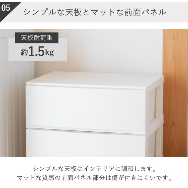 チェスト 5段 幅54×奥行42×高さ107cm ルームスシェード （ 収納 引き出し 収納ケース タンス 収納チェスト 衣類収納 ローチェスト 引出し 小物入れ 衣類 袖机 脇机 プラスチック 日本製 ）_12