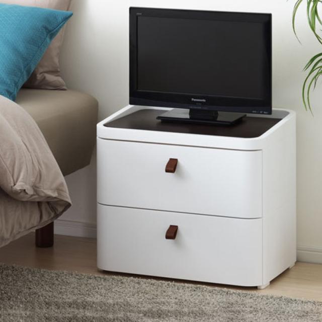 チェスト タンス リバーシブル 木製天板 アースホワイト 2段 幅54.5cm 完成品 日本製 （ 収納ケース プラスチック製 収納 引き出し 隠しトレー付き 衣類収納 リビング収納 衣装ケース 収納ボックス ローチェスト テレビ台 幅54 幅55 ）