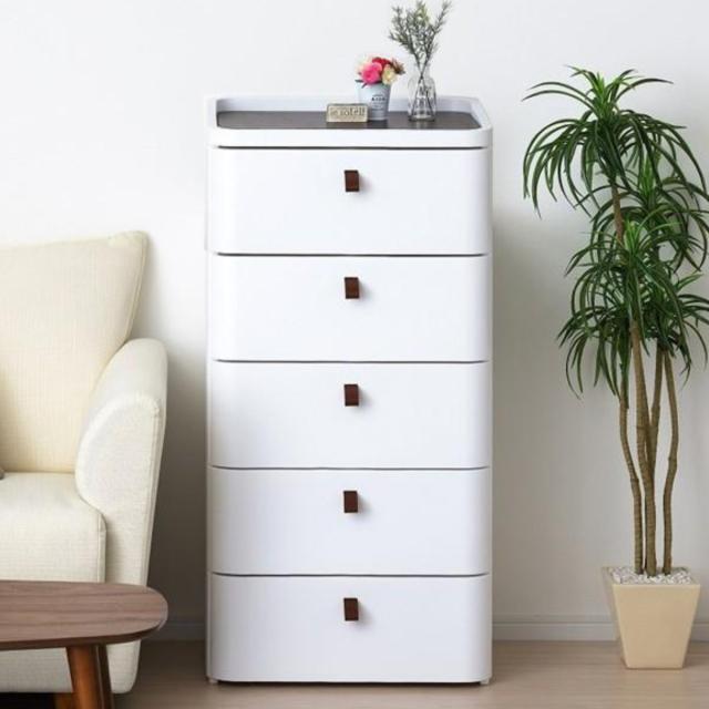 チェスト タンス リバーシブル 木製天板 アースホワイト 5段 幅54.5cm 完成品 日本製 （ 収納ケース プラスチック製 収納 引き出し 隠しトレー付き 衣類収納 リビング収納 衣装ケース 収納ボックス 収納チェスト ローチェスト ）_5