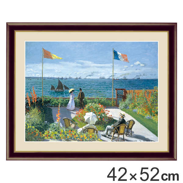 絵画 『サン・タドレスのテラス』 42×52cm クロード・モネ 1867年 額入り 巧芸画 インテリア （ 壁掛け 風景画 ポスター アート 洋画 アートパネル リビング 玄関 アートフレーム おしゃれ ）の通販は 6,930円