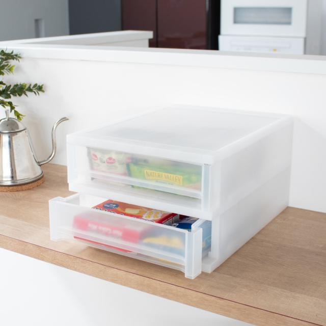 収納ケース 引出し Brio A4 浅型2段ケース 約幅27×奥行34.7×高さ18.5cm 同色4個セット （ 収納ボックス 収納 プラスチック 小物収納 小物 積み重ね スタッキング 小物入れ 小物整理 書類 書類整理 デスク収納 仕切り付き 仕切り板 ）_14