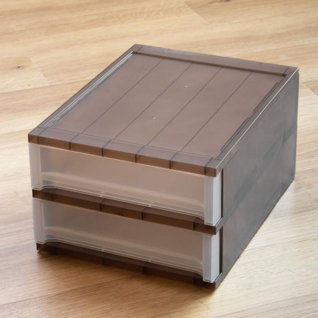 収納ケース 引出し Brio A4 浅型2段ケース 約幅27×奥行34.7×高さ18.5cm 同色4個セット （ 収納ボックス 収納 プラスチック 小物収納 小物 積み重ね スタッキング 小物入れ 小物整理 書類 書類整理 デスク収納 仕切り付き 仕切り板 ）_18