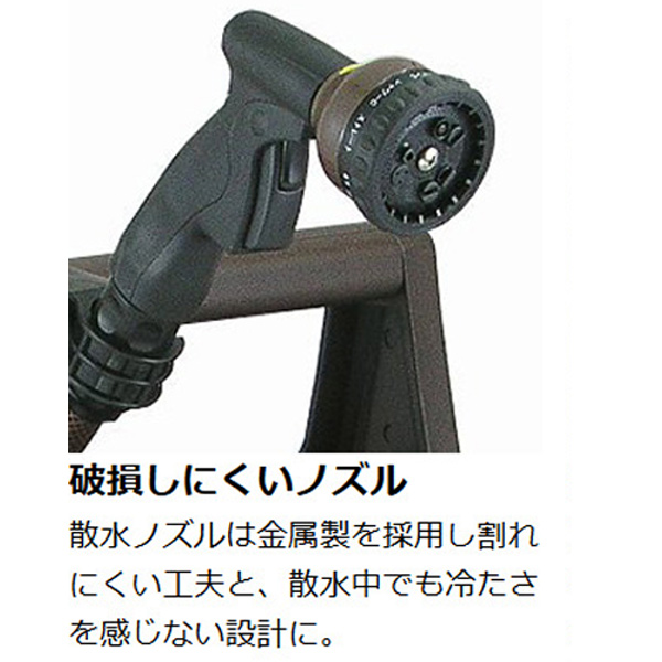 ホースリール 特殊耐圧防藻ホース20m巻 金属製 ブロンズリール