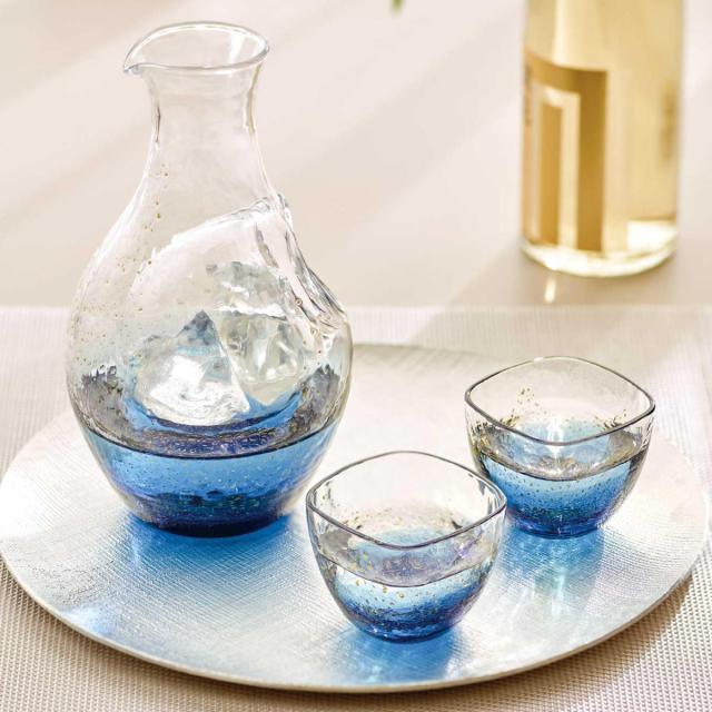 八千代窯 冷酒 セット （ 3点セット 日本製 徳利 銚子 杯 盃 お酒 酒器 酒 日本酒 ガラス製 江戸硝子 和風 おしゃれ 和モダン ）