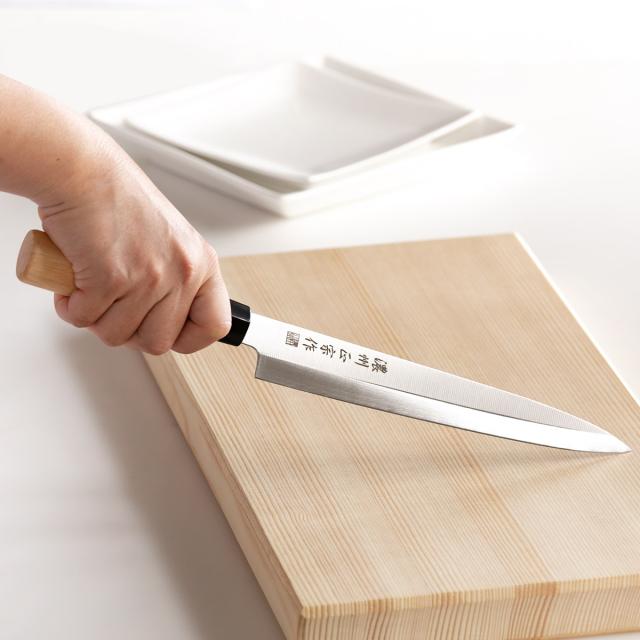 薄刃包丁 ステンレス鋼 木製ハンドル 約20cm 刺身包丁 刃渡り20.5cm 濃州正宗 日本製 和包丁 ステンレス ライト