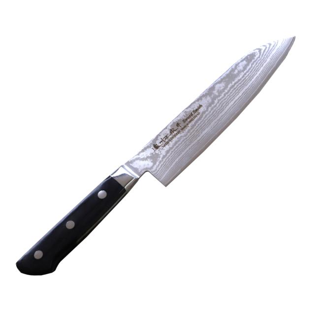 三徳包丁 17cm 木柄 鍛接ダマスカス鋼 69層 濃州正宗 日本製 （ 包丁 万能包丁 料理包丁 分化包丁 170ｍｍ ダマスカス 切れ味抜群 キッチンナイフ キッチンツール 万能 ナイフ 調理器具 ）