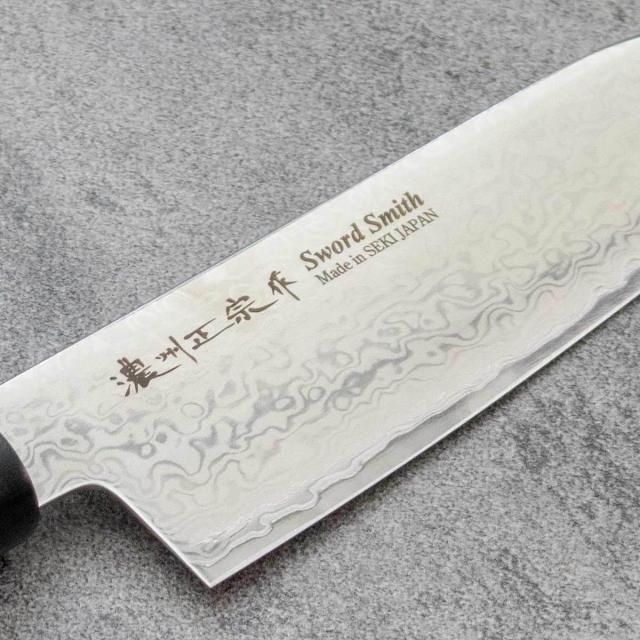 三徳包丁 17cm 濃州正宗 和包丁 鍛接ダマスカス鋼 天然木 日本製 （ 包丁 料理包丁 万能包丁 キッチンナイフ 文化包丁 高級包丁 ダマスカス包丁 17センチ 170mm 170ミリ 国産 木柄 調理小物 調理道具 錆びにくい 切れ味抜群 ）_2