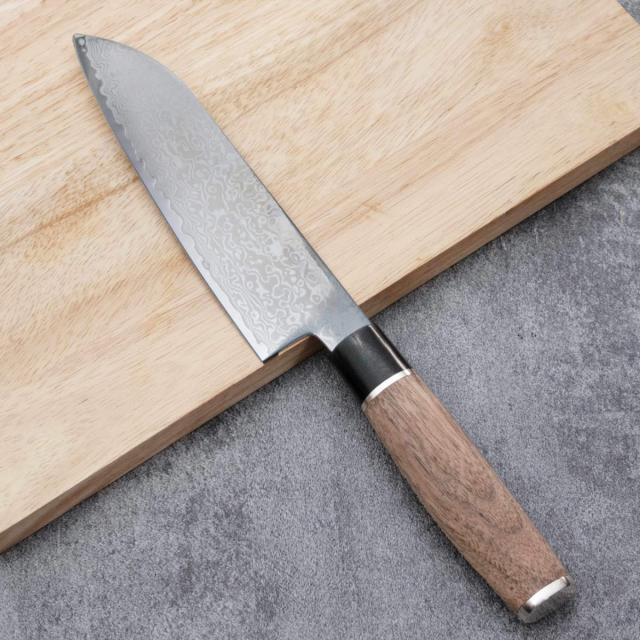 三徳包丁 17cm 濃州正宗 和包丁 鍛接ダマスカス鋼 天然木 日本製 （ 包丁 料理包丁 万能包丁 キッチンナイフ 文化包丁 高級包丁 ダマスカス包丁 17センチ 170mm 170ミリ 国産 木柄 調理小物 調理道具 錆びにくい 切れ味抜群 ）