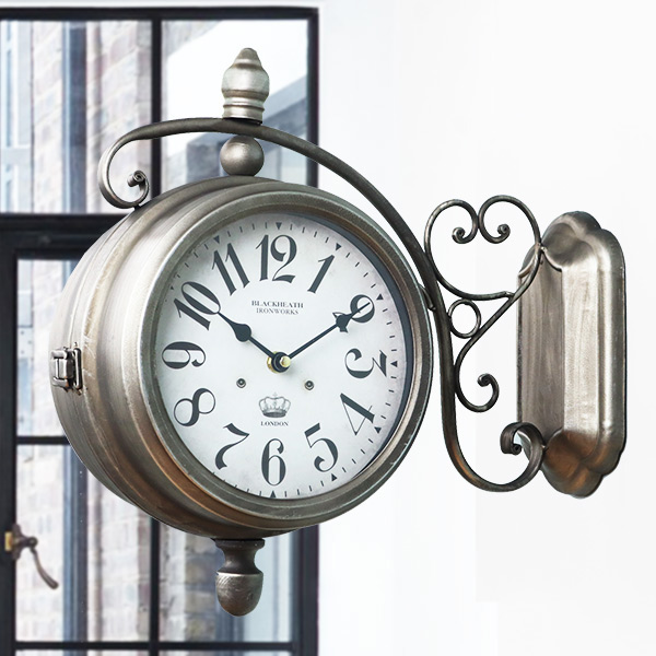 アンティーク調ダブルフェイスウォールクロック?　掛け時計 アンティーク調ダブルフェイスウォールクロック 掛け時計 新登場