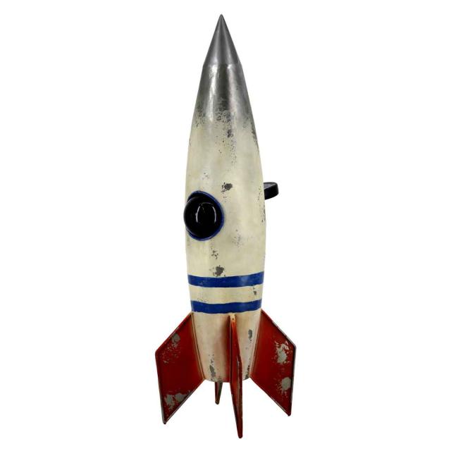 オーナメント ロケット （ 置物 オブジェ ガーデンオーナメント 光る 自動点灯 庭 インテリア 雑貨 屋外 ガーデン雑貨 園芸 ガーデンインテリア ソーラーライト付き 太陽光 ライト ）_1