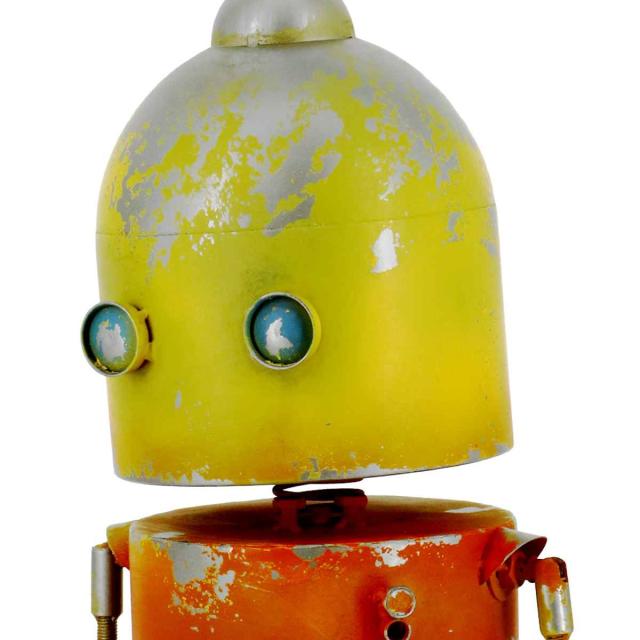 オーナメント ロボット 黄 （ 置物 オブジェ ガーデンオーナメント 庭