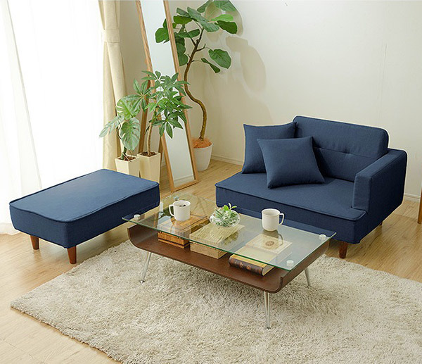 ソファ 幅144cm 組み合わせ コンパクト オットマン付き ひじ掛け