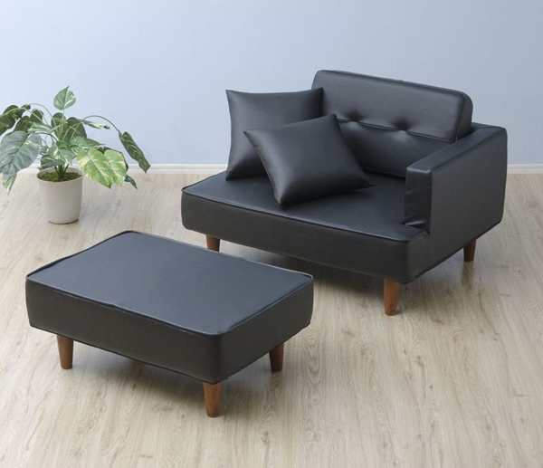 ソファ 幅144cm 組み合わせ コンパクト オットマン付き ひじ掛け