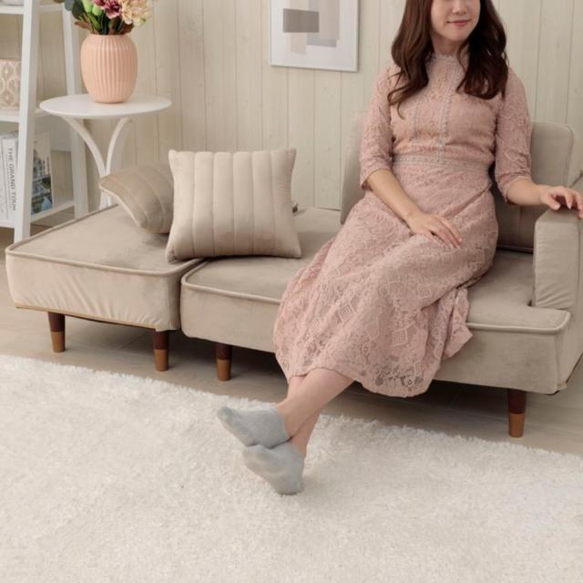 組み合わせソファ ソファ オットマン ベロア クッション付き （ 2点