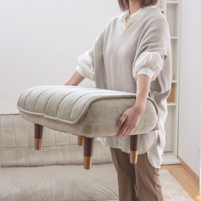 オットマン 高さ31cm ベロア スツール （ チェア 足置き フットレスト 椅子 1人掛け 日本製 大人かわいい おしゃれ くすみカラー ）_15