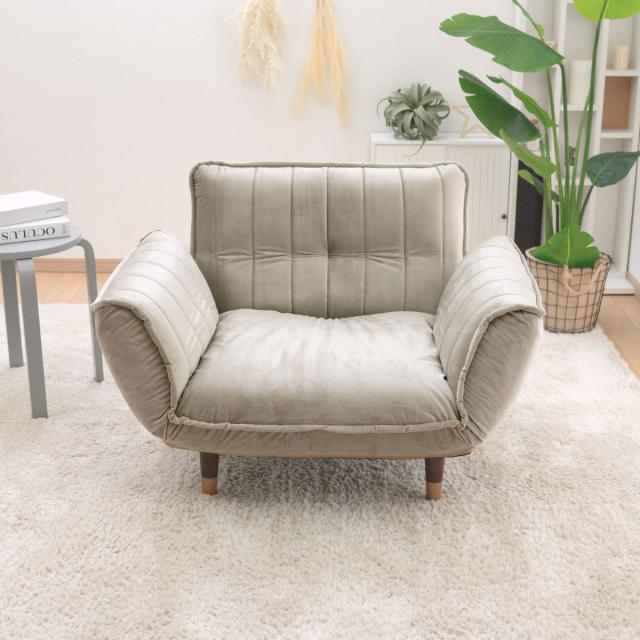ソファ 一人掛け ベロア リクライニング 肘掛け （ 1人用 チェア 椅子 日本製 大人かわいい おしゃれ くすみカラー ）の通販は