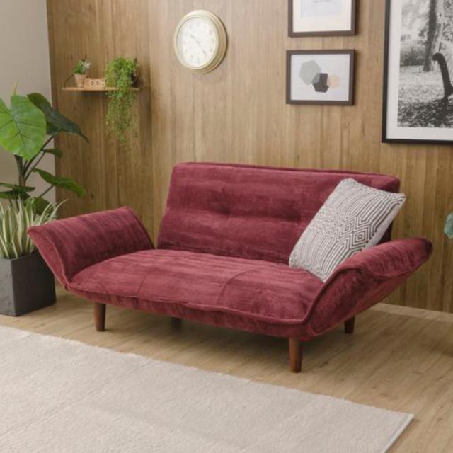 コーデュロイ ピンクソファ 幅130cm ソファ 2人掛け 幅130cm カウチソファー コーデュロイ （ ソファー