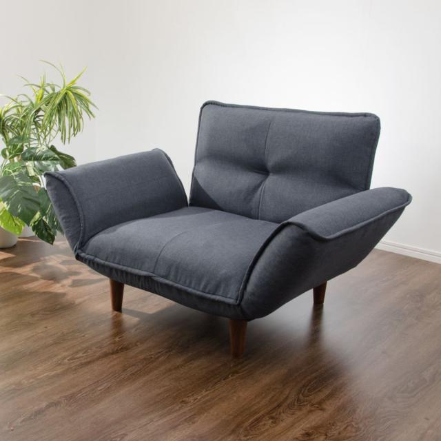 ソファ 1人掛け 幅88cm ダリアン カウチソファ デニム調 （ ソファー コンパクト リクライニング 一人掛け ファブリック ポケットコイル シンプル 北欧風 モダン 日本製 完成品 ）の通販は