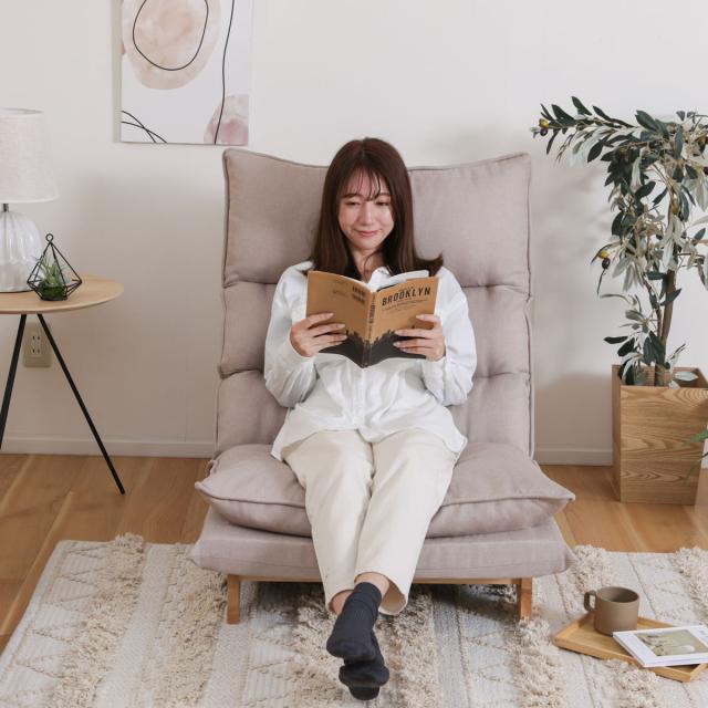 座椅子 ハイバック 1人掛け リクライニング リラックスチェア コーデュロイ生地 ダリアン・デニム調生地 （ ソファ ローソファ フロアチェア 天然木 フレーム ファブリック 北欧 ナチュラル ）_6