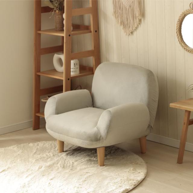 ソファ 1人掛け 幅76cm コンパクト SUICA （ ソファー 脚付き 一人掛け リビングソファ 座面幅広 あぐら リクライニング 14段階 肘掛け 日本製 完成品 ポケットコイル 可愛い ファブリック ふわふわ ローソファ アームソファ ）