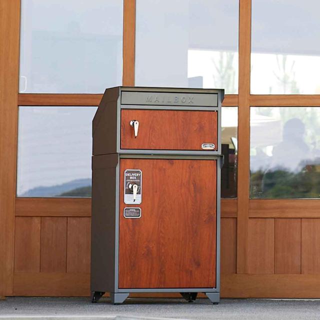 ポスト 宅配BOX付ポスト GALVA 宅配ボックス 大容量（ 郵便ポスト 宅配 ボックス 一戸建て用 据え置き 郵便 郵便受け 鍵 ポスト一体型 スタンドポスト 一体型 2段 大容量 宅配BOX 戸建 屋外 荷物受け メールボックス おしゃれ ）