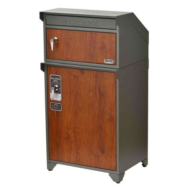 ポスト 宅配BOX付ポスト GALVA 宅配ボックス 大容量（ 郵便ポスト 宅配 ボックス 一戸建て用 据え置き 郵便 郵便受け 鍵 ポスト一体型 スタンドポスト 一体型 2段 大容量 宅配BOX 戸建 屋外 荷物受け メールボックス おしゃれ ）