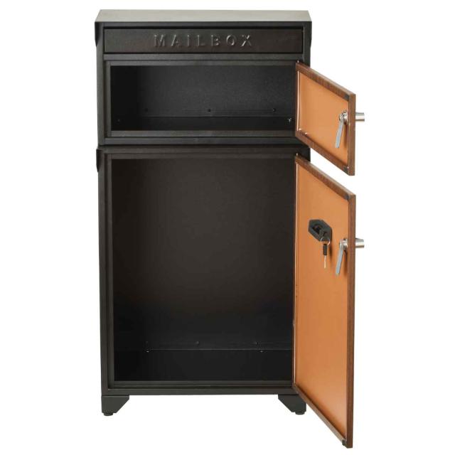 ポスト 宅配BOX付ポスト GALVA 宅配ボックス 大容量（ 郵便ポスト 宅配 ボックス 一戸建て用 据え置き 郵便 郵便受け 鍵 ポスト一体型 スタンドポスト 一体型 2段 大容量 宅配BOX 戸建 屋外 荷物受け メールボックス おしゃれ ）