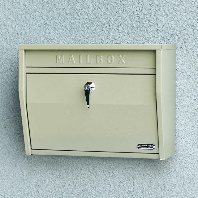 郵便ポスト 壁掛けポスト ハンマートーン （ ポスト 壁掛け 郵便 郵便受け デザインポスト 鍵付き 新聞受け メールボックス 横型 鍵 一戸建て 屋外 玄関 壁 本体 ハンドル 木目 A4 おしゃれ ）_5