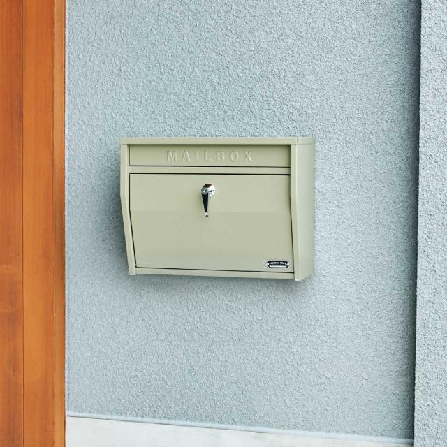 郵便ポスト 壁掛けポスト ハンマートーン （ ポスト 壁掛け 郵便 郵便受け デザインポスト 鍵付き 新聞受け メールボックス 横型 鍵 一戸建て 屋外 玄関 壁 本体 ハンドル 木目 A4 おしゃれ ）_9