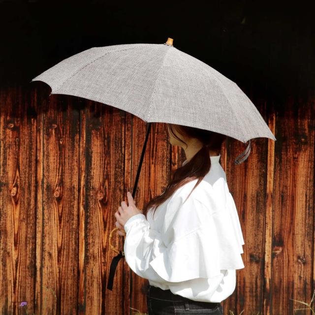 日傘 SURMER 折りたたみ クラシックリネン 千鳥柄 日本製 （ sur mer シュルーメール 折りたたみ傘 晴雨兼用 傘 かさ レディース 麻 綿 の通販は 15,048円