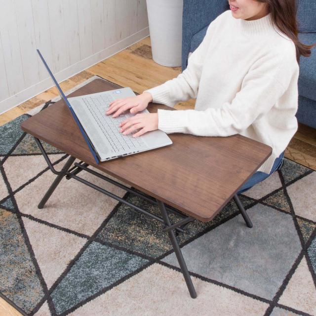 センターテーブル 折りたたみ 幅75cm （ ローテーブル リビングテーブル 折りたたみテーブル 収納棚 コンパクト 小さい 四角 木目調 スチール脚 おしゃれ 完成品 ）_15
