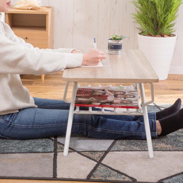センターテーブル 折りたたみ 幅75cm （ ローテーブル リビングテーブル 折りたたみテーブル 収納棚 コンパクト 小さい 四角 木目調 スチール脚 おしゃれ 完成品 ）_18