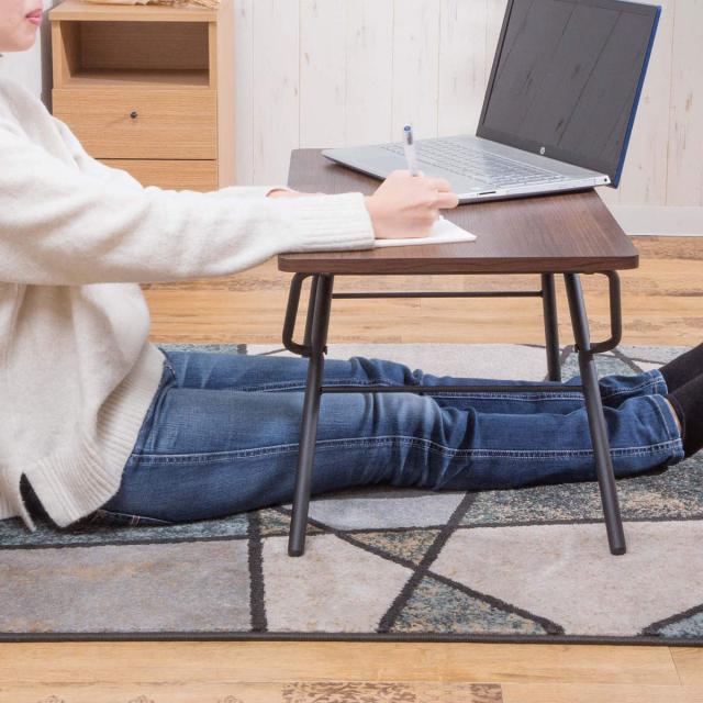 センターテーブル 折りたたみ 幅75cm （ ローテーブル リビングテーブル 折りたたみテーブル 収納棚 コンパクト 小さい 四角 木目調 スチール脚 おしゃれ 完成品 ）_19