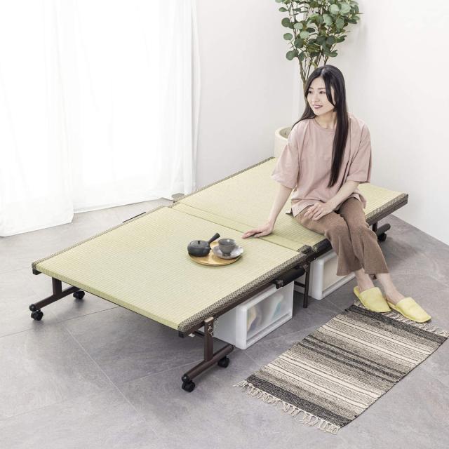 折りたたみベッド 畳ベッド シングル キャスター 収納 （ 折りたたみ ベッド 畳 畳める コンパクト 折りたたみ式 省スペース たたみ 天然い草 抗菌 調湿 消臭 ）_16