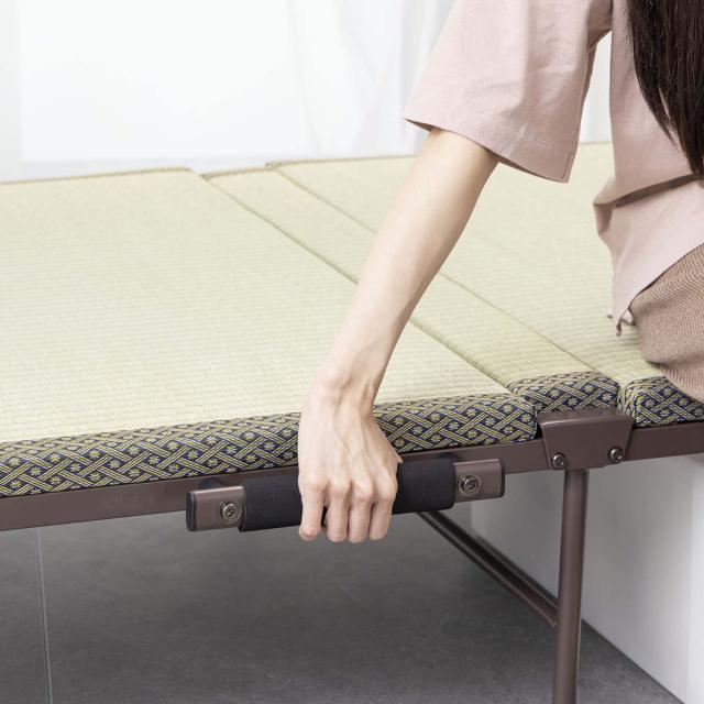 折りたたみベッド 畳ベッド シングル キャスター 収納 （ 折りたたみ ベッド 畳 畳める コンパクト 折りたたみ式 省スペース たたみ 天然い草 抗菌 調湿 消臭 ）_5
