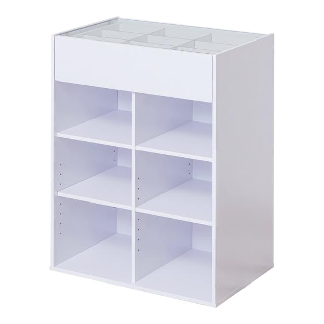 キャビネット 幅60cm ガラス天板 木目調 オープンラック （ アクセサリー 時計 化粧品 コレクションケース 収納棚 コスメ 香水 ディスプレイ リビング収納 おしゃれ ）_19