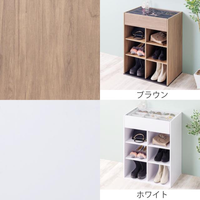 キャビネット 幅60cm ガラス天板 木目調 オープンラック （ アクセサリー 時計 化粧品 コレクションケース 収納棚 コスメ 香水 ディスプレイ リビング収納 おしゃれ ）_2