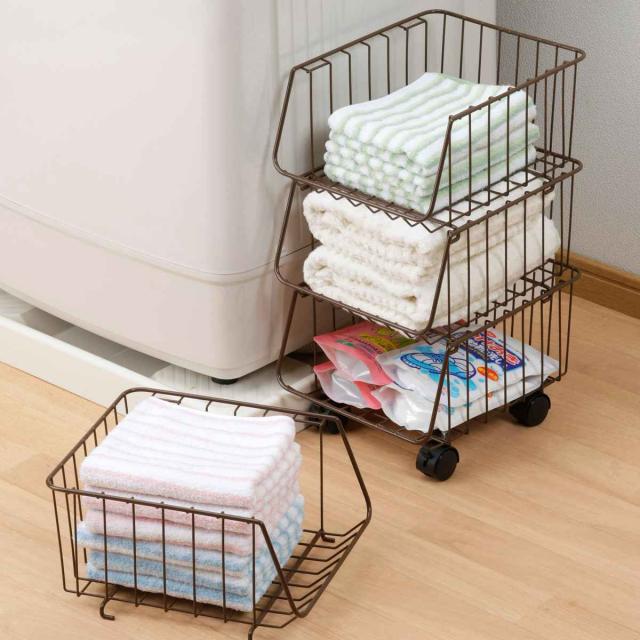 Amazon.co.jp: BQKOZFIN スタッキングバスケット キッチンワゴン