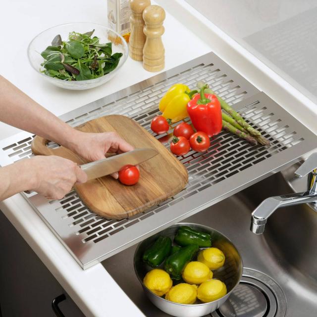 水切りラック オールステンレス 頑丈スライド作業台 奥行47cm