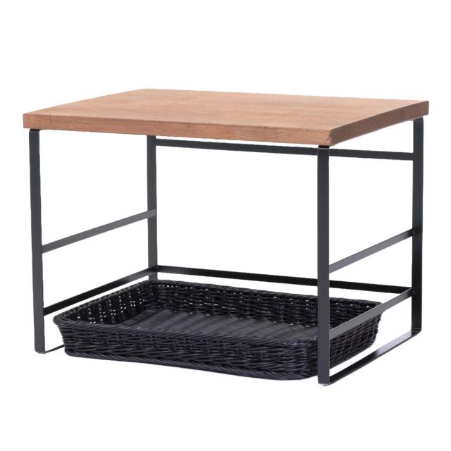 ラバーウッド天板スリム家電ラック 幅45cm キッチンラック