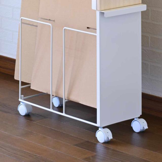 段ボールストッカー 幅20cm 日本製 （ ダンボール 収納 ストッカー W200 キャスター付 段ボール スリム 目隠し パネル付き 隙間収納 紙袋 古紙 ストック マグネット対応 ）_5