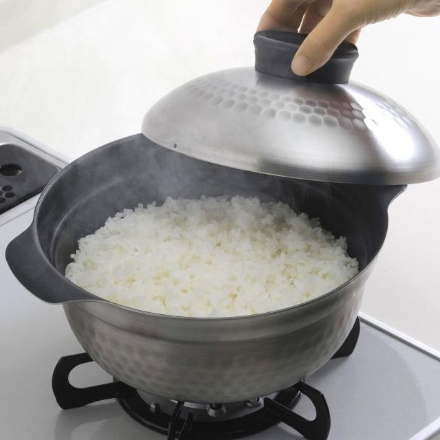 炊飯鍋 越匠 ごはん釜 三合炊き 日本製 （ IH対応 ガス火対応 ご飯鍋 炊飯 1合 2合 3合 両手鍋 1合炊き 2合炊き 3合炊き 炊飯器 調理器具 調理用品 ）